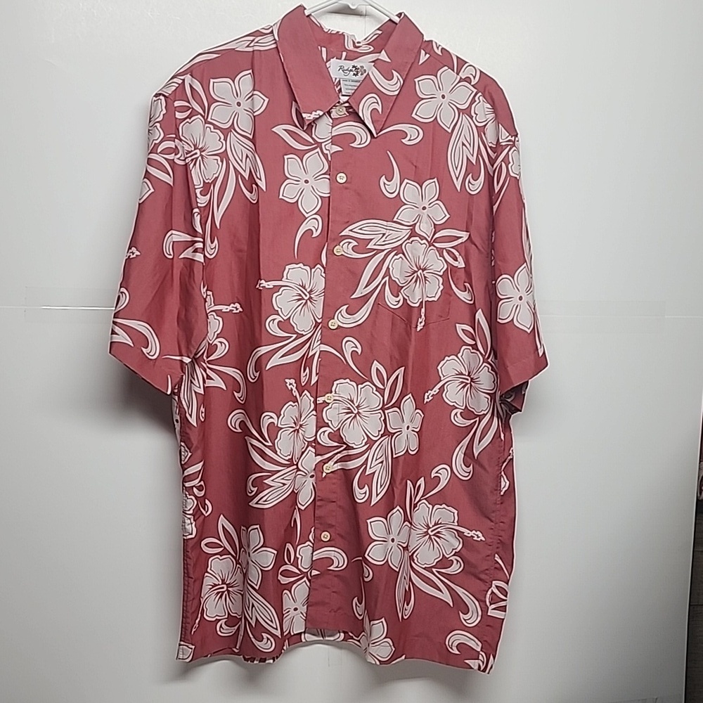 Rushgard  pale red Hibiscus sz XXL short sleeve button-down Hawaiian shirt. SURF